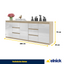 MIKEL - Kommode / Sideboard mit 6 Schubladen und 3 Türen - Sonoma Eiche / Weiß Gloss