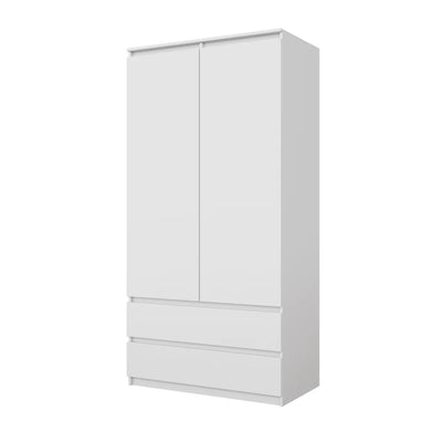 JOELLE - Kleiderschrank mit 2 Türen und 2 Schubladen - Weiß Matt