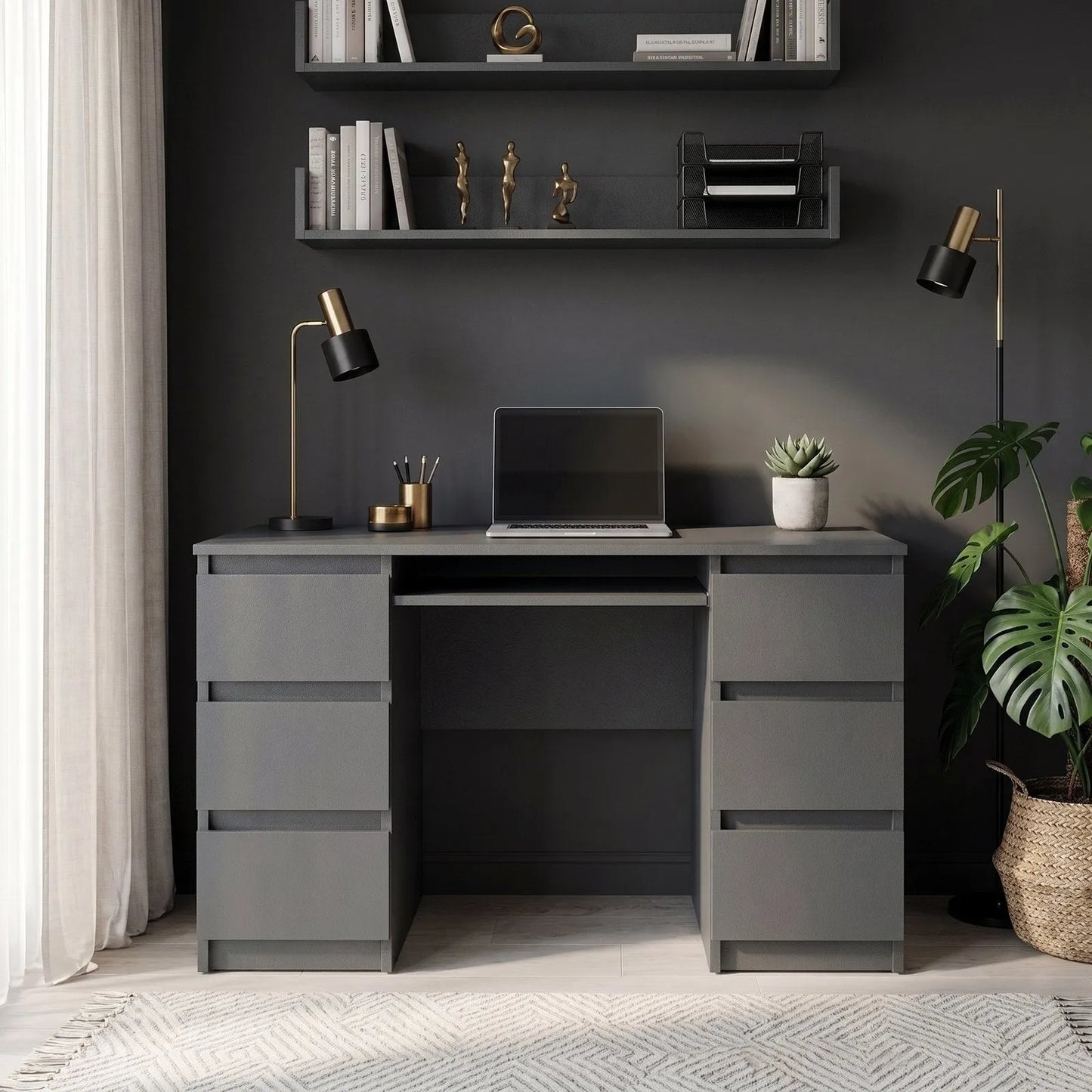 CUBA Schreibtisch 130 cm Anthrazit Grau – Ansicht 2