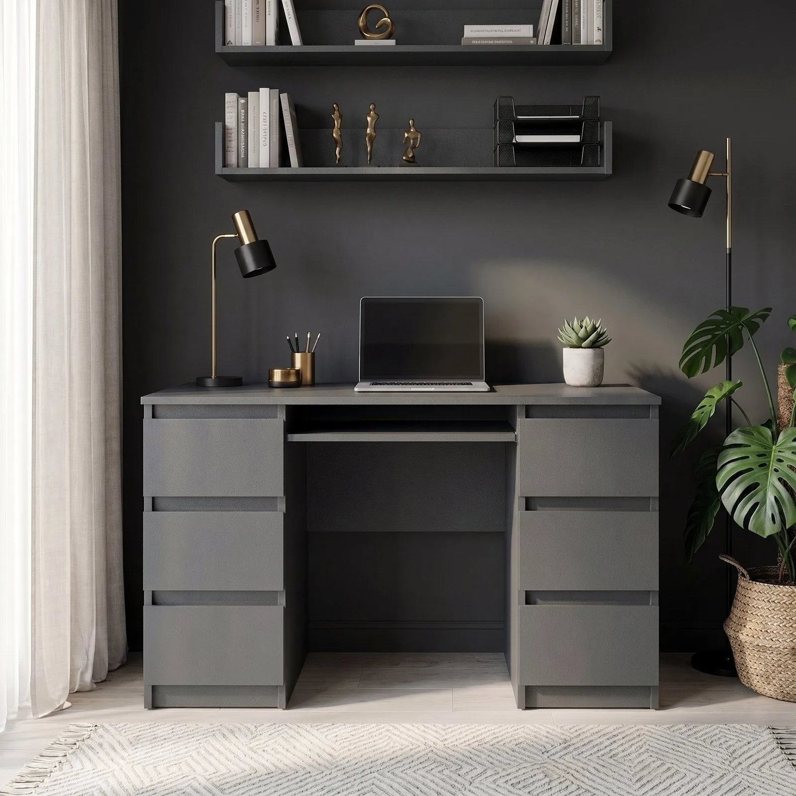 CUBA Schreibtisch 130 cm Anthrazit Grau – Ansicht 2