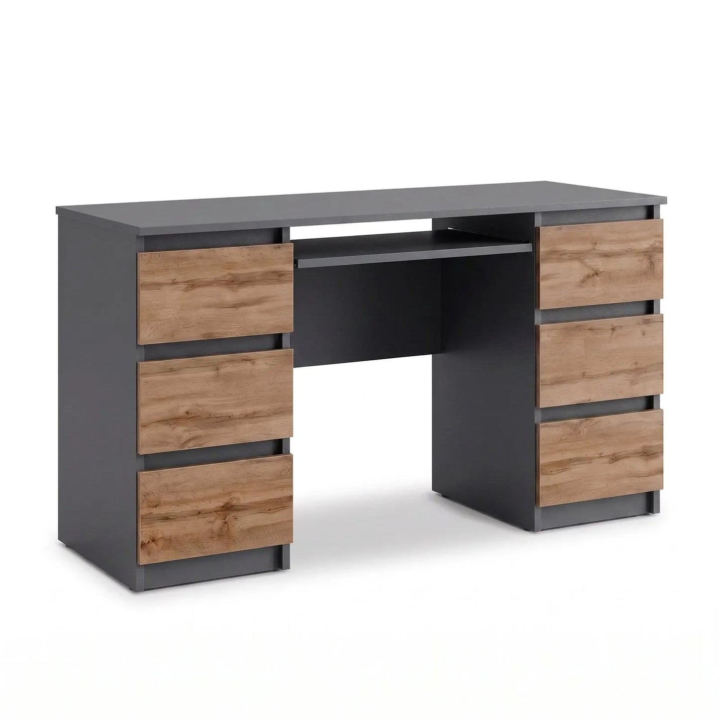 CUBA Schreibtisch 130 cm Anthrazit Grau / Wotan Eiche – Ansicht 1