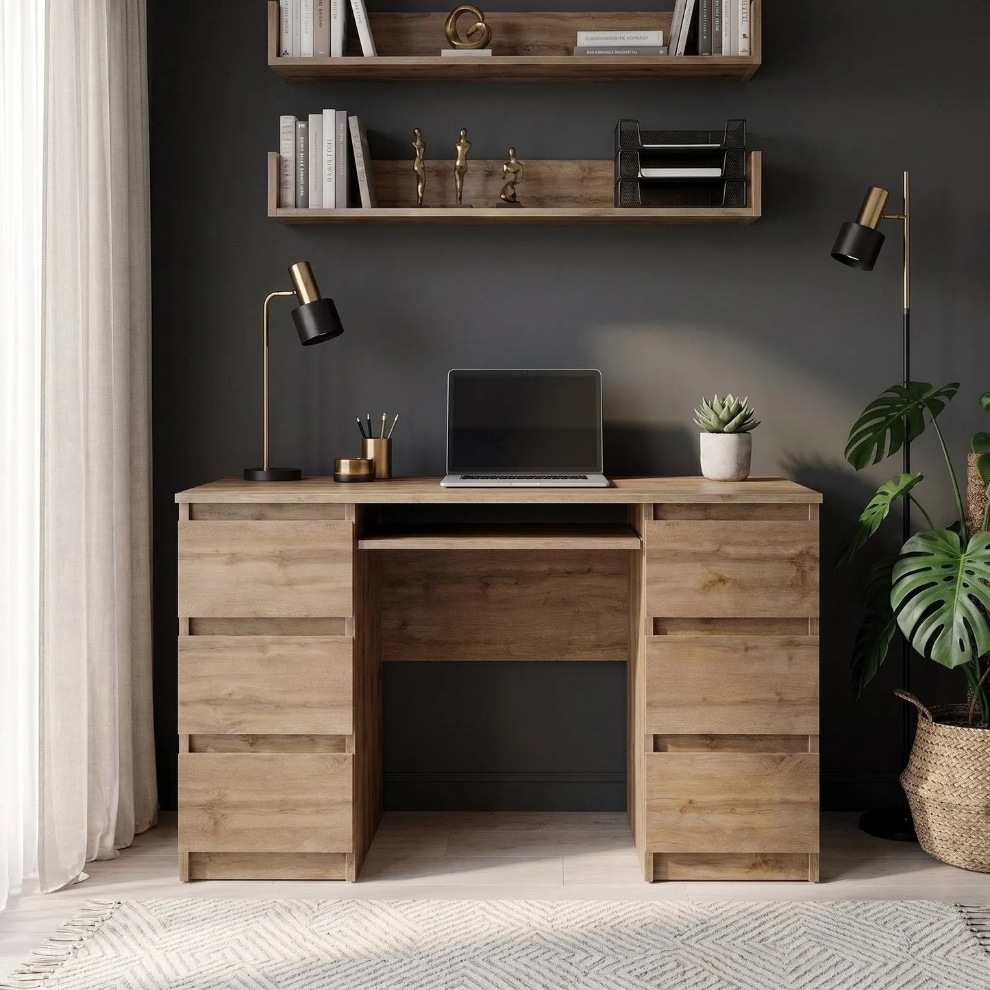 CUBA Schreibtisch 130 cm Wotan Eiche – Ansicht 2