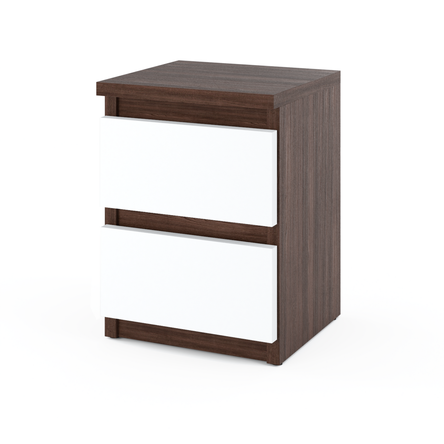GABRIEL - Nachttisch - Nachtschrank mit 2 Schubladen - Wenge / Weiß Matt