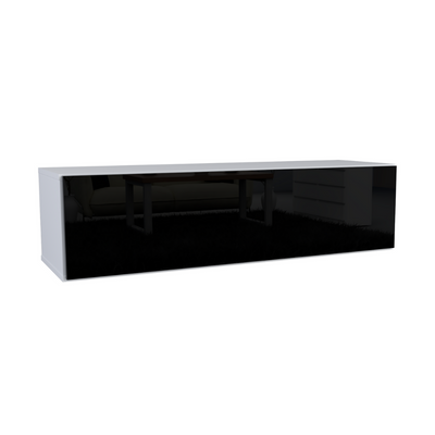 NICOLE - TV-Lowboard mit breiter Tür - Weiß Matt / Schwarz Gloss