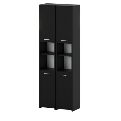 EMMA - Badezimmerschrank Doppelschrank mit Türen und Einlegeböden - Schwarz Matt