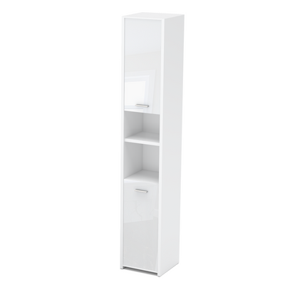 EMMA Badezimmerschrank mit Türen und Einlegeböden - Weiß Matt / Weiß Gloss